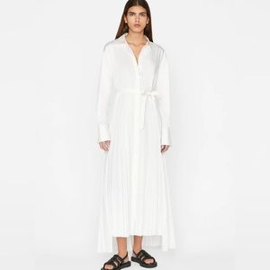 Frame Pleated Inset Maxi Dress in Blanc size S. Never been worn.